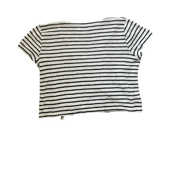 Madewell Black and White Tie-Front Tee - Picture 3 of 6